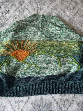 Pilcro Marled Green & Yellow Knit Sweater